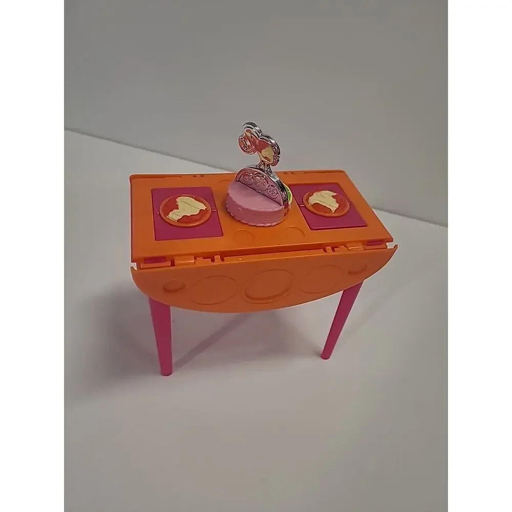 Barbie 2010 Dinner Desert Dining Table Pink Orange Drop Leaf Mattel